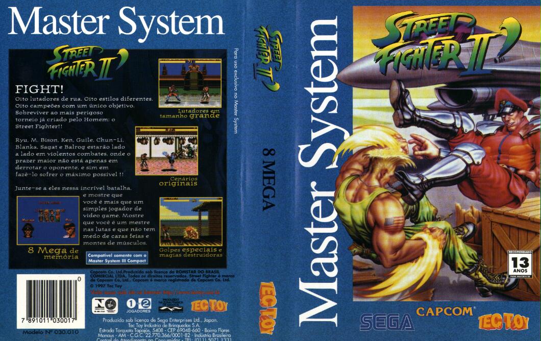 Caixa e cartucho de Street Fighter II' da Tectoy para Master System, edição brasileira